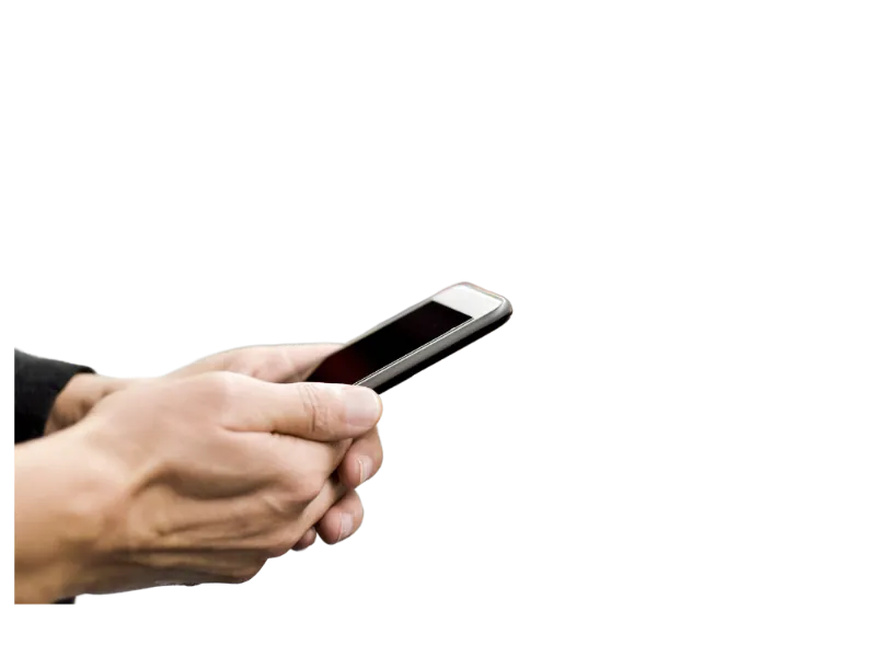 Hands holding mobile phone